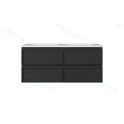 1190*455*500mm Matte Black New Hamilton Federation Slim Wall Hung Cabinet For Single Bowl And Double Bowl