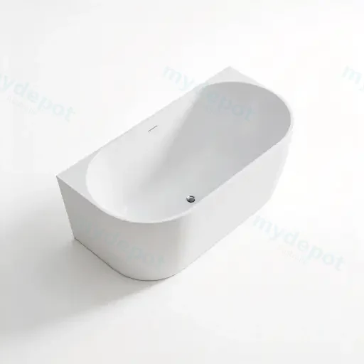 1400X730X600mm Matte White Dover Back To Wall Free Standing Bath Overflow 40mm Waste And Pipe Supplied