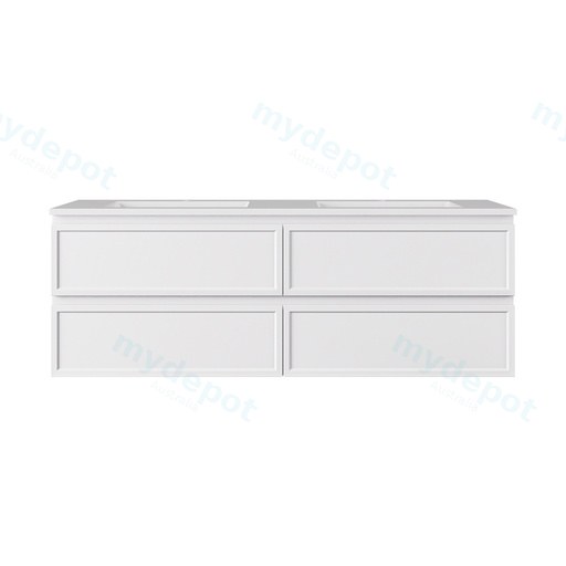 1490*455*560mm Matte White Hamilton Federation Wall Hung PVC Cabinet For Double Bowl