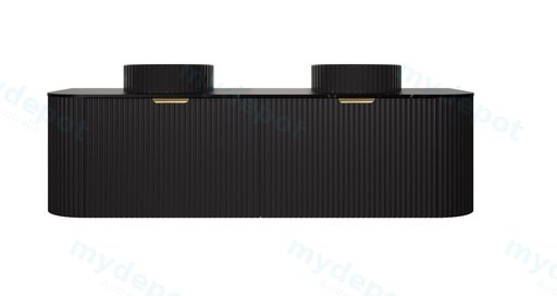 1490X455X400mm Matte Black Agena Modern Fluted Wall Hung Vanity PVC Cabinet