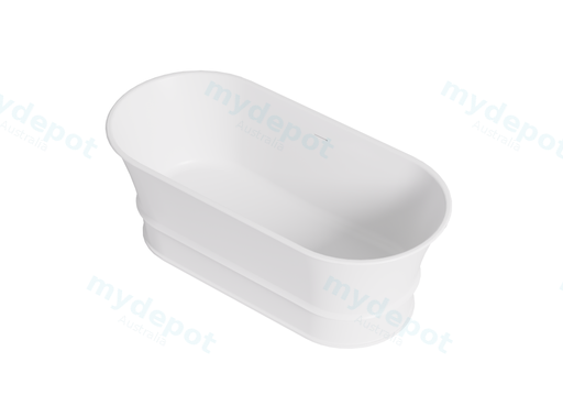 1500X700X680mm Matt White Harold Solid Surface Stone Bath Integrated Overflow, 40mm Waste And Pipe Included