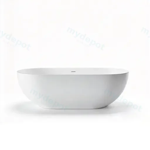 1500X750X550mm Matt White Kirra Solid Surface Stone Bath Integrated Overflow,40mm Waste And Pipe Included
