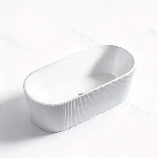 1500X750X580mm Gloss Black And White Agena Fluted Acrylic Free Standing Bath None Overflow 40mm Waste + Pipe Supplied