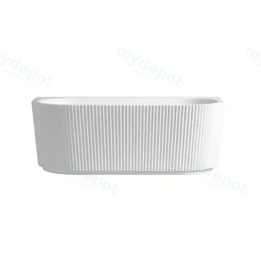 1500X750X580mm Gloss White Bingie Fluted Skirt Bath Back To Wall None Overflow 40mm Waste+Pipe Supplied