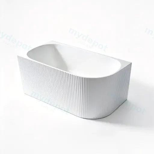 1500X750X600mm Matte White Binge Fluted Skirt Bath Left Corner None Overflow 40mm Waste+Pipe Supplied