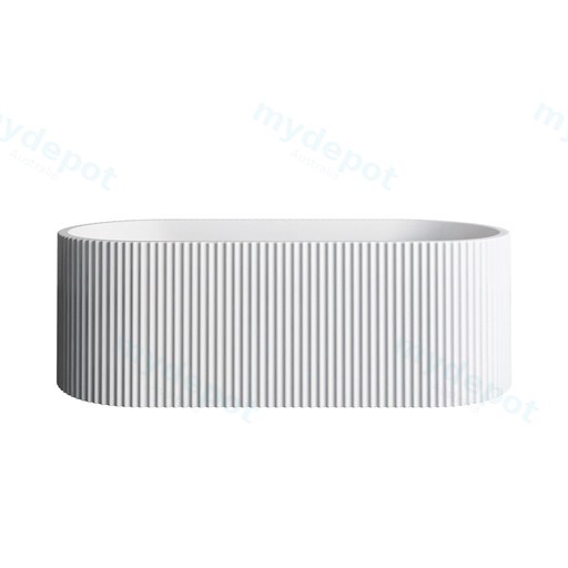 1500mm Kiama Grooved Gloss White Freestanding Bathtub