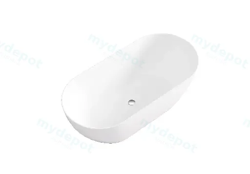 1700*805*550mm Gloss White Ellips Slim Acrylic Freestanding Bathtub No Overflow Chrome Waste And Pipe Inlcuded