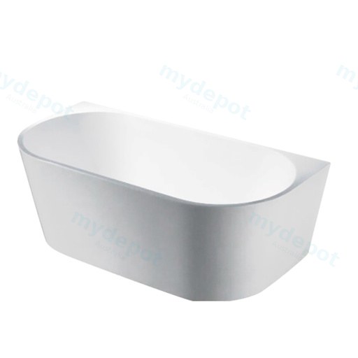 1700mm Ellis Back To Wall Bathtub Gloss White Acrylic Round Edge