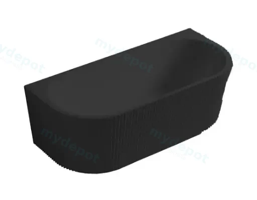 1700X800X600mm Matte Black Bingie Fluted Skirt Bath Back To Wall None Overflow 40mm Waste+Pipe Supplied