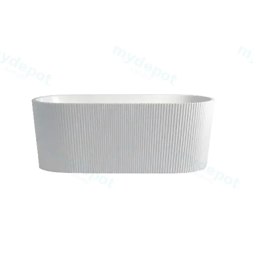 1705X7805X590mm Gloss White Agena Fluted Groove Acrylic Free Standing Bath None Overflow 40mm Waste+Pipe Supplied