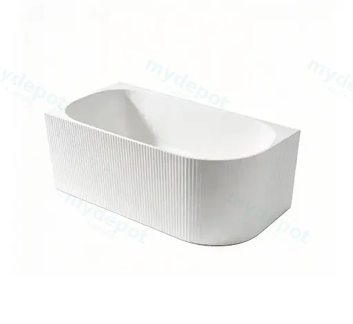 1705X790X605mm Gloss White Binge Fluted Skirt Bath Left Corner None Overflow 40mm Waste+Pipe Supplied