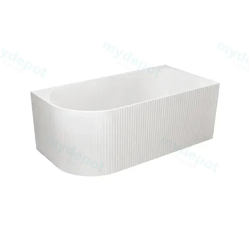 1705X790X605mm Gloss White Binge Fluted Skirt Bath Right Corner None Overflow 40mm Waste+Pipe Supplied