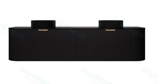 1790X455X400mm Matte Black Agena Modern Fluted Wall Hung Vanity PVC Cabinet
