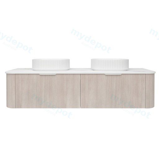 1790*493*400mm Costal Oak Agena Fluted Wood Grain Wall Hung Vanities Soft Closing Drawer Pull Out With Handle