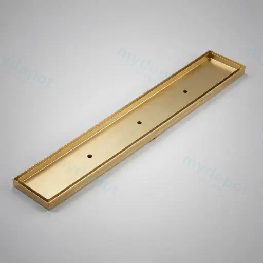 3000*100*21mm Electroplated Gold Tile Insert Drain Centre Outlet 80mm