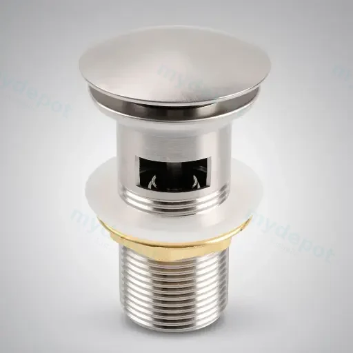32/40mm Brushed Nickel Mushroom Solid Brass Basin Pop Up Waste with Overflow