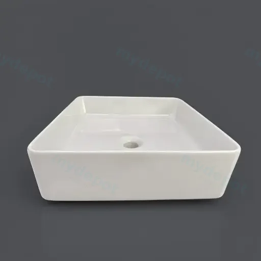 Ikon Ultra Thin Above Counter Basin Gloss White 400x400x140mm 