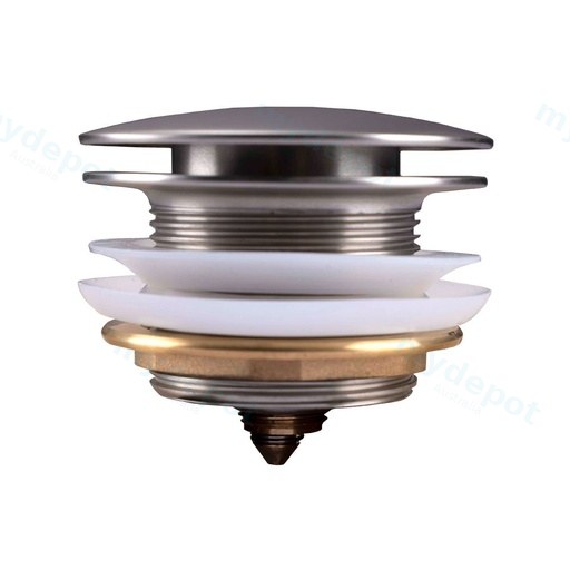 40mm Brushed Nickel Solid Brass Bathtub Mushroom Pop Up Waste Drain NO Overflow