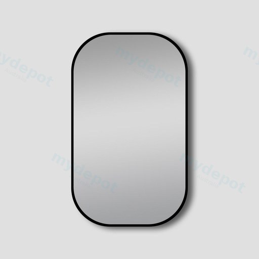 450*750mm Matte Black Rounded Rectangular Framed Mirror