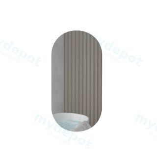 450Lx900Hx120Dmm Oval Matte White 2PAC MDF 1 Door Shaving Cabinet