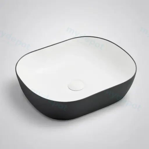 465*375*115mm Black&White Above Counter Round-Edge Basin