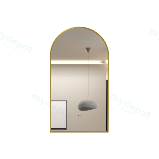 500x900mm Brushed Gold Framed Arch 3 Color Backlit LED Mirror With Touchless Sensor Switch
