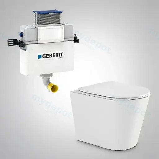 545*360*140mm Acadia Geberit Lower Counter Toilet Suite Tornado Rimless Wall Faced Floor Pan
