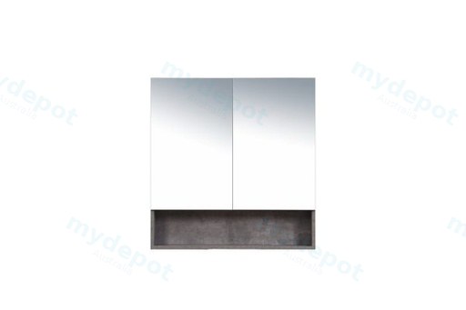600*150*780mm Rock Cemento Wall Hung Woodgrain Mirror Cabinet Two Doors
