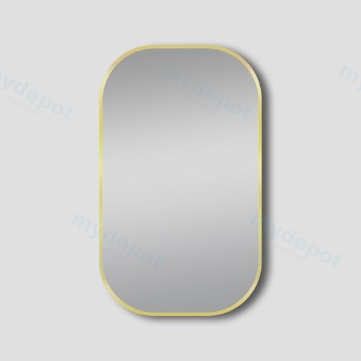600*900mm Brushed Gold Rounded Rectangular Framed Mirror