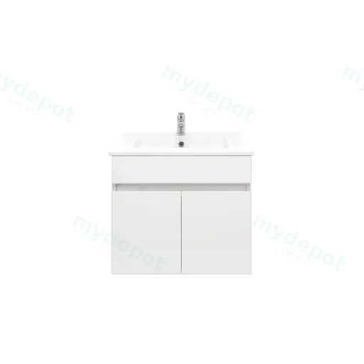 600mm Wall Hung Bathroom Vanity Cabinet Only PVC 2 Door Gloss White