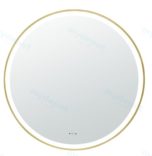 600X600X32mm Brushed Gold Orbis Framed LED Mirror