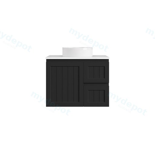 740*360*560mm Matte Black Archill Federation Wall Hung Ensuite PVC Cabinet Right Hand Drawer