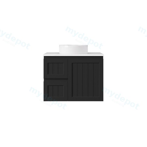 740*455*560mm Matte Black Archill Federation Wall Hung Ensuite PVC Cabinet Left Hand Drawer