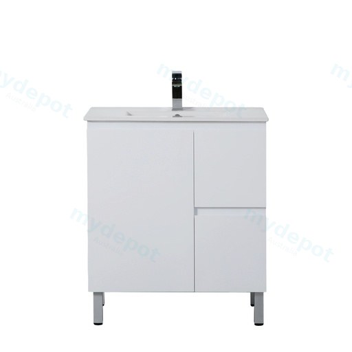 740*455*860mm Gloss White Alpha Free Standing PVC Vanity,Right Hand Drawers