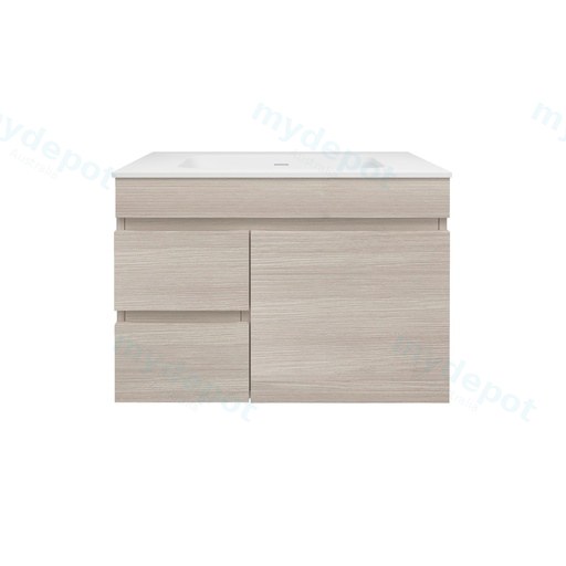 740X455X500mm Camden Mordern Wall Hung Cabinet Coastal Oak,Soft Closing Finger Pull Door,Left Hand Drawers