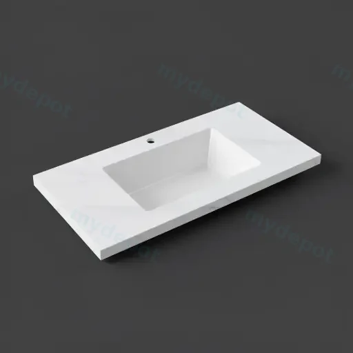 750x460x190mm Carrara White Sintered Stone Seamlessjoined With Fine Ceramic Basin