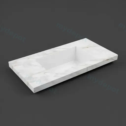 755X465X50mm Carrara Gold Sintered Stone Semless Joined With Fine Ceramic Basin Stone Single Bowl No Tap Hole
