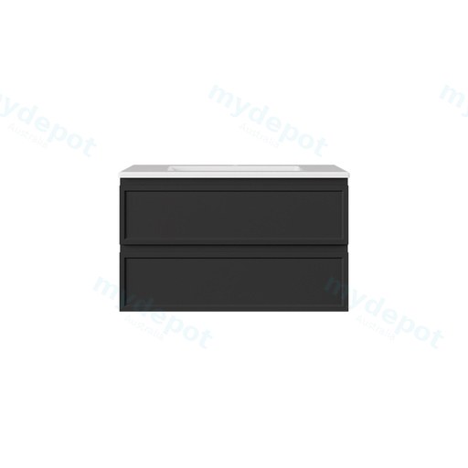 890*455*560mm Matte Black Hamilton Federation Wall Hung PVC Cabinet Two Drawers