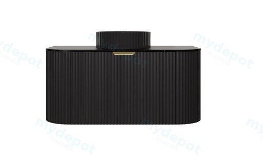 890X455X470mm Matte Black Agena Modern Fluted Wall Hung Vanity PVC Cabinet