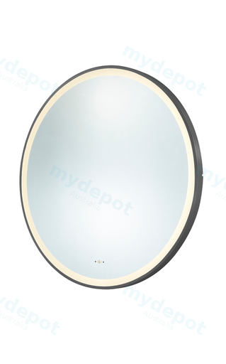 900X900X32mm Gun Metal Orbis Framed LED Mirror