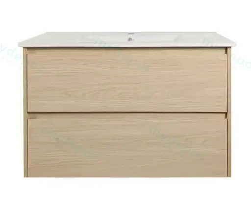 90x460x560mm Hera Tas Oak Wall Hung MDF Vanity Cabinet Only Two Soft Closing Drawers