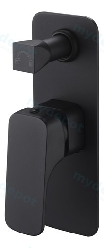 Eden Round Cornered Rectangle Handle Wall Mixer With  Diverter Matt Black