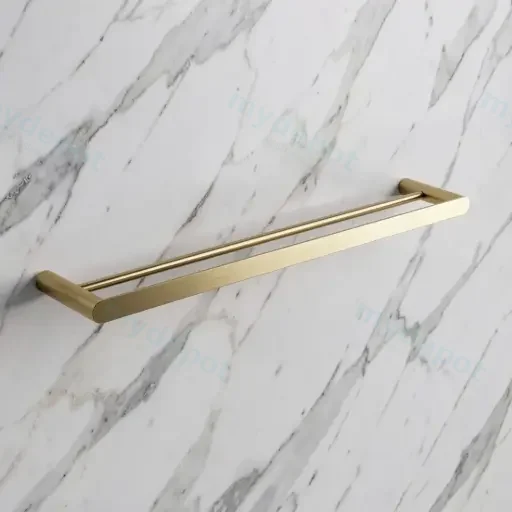 Esperia Brushed Yellow Gold Double Towel Rail 800mm