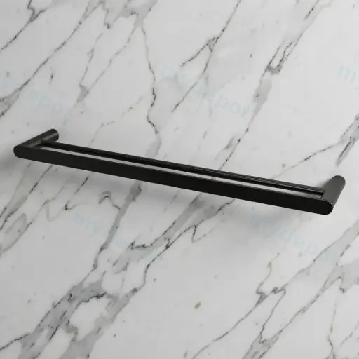 Esperia Matte Black Double Towel Rail 800mm