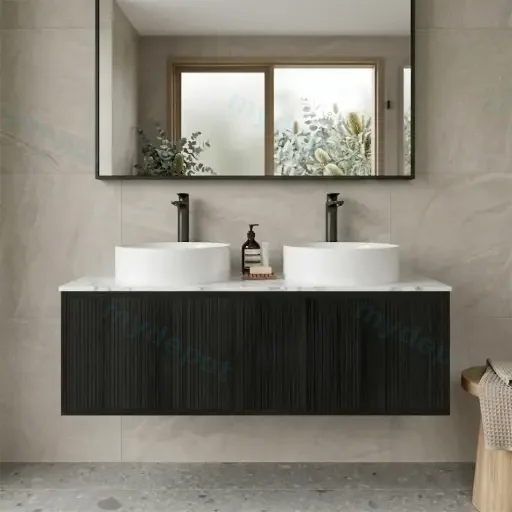Kiama 1200mm Bottega Oak One Right Drawer One Left Door Wall Hung Vanity Cabinet Only
