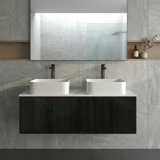 Kiama Slim 1200mm Bottega Oak One Right Drawer One Left Door Narrow Wall Hung Vanity Cabinet Only