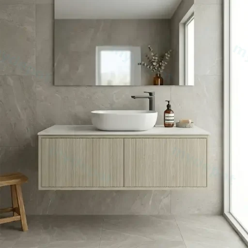 Kiama Slim 1200mm Coastal Oak One Left Drawer One Right Door Narrow Wall Hung Vanity Cabinet Only