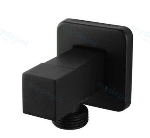 Laundry Square Black 1/4 Turn Washing Machine Stop Tap Pair