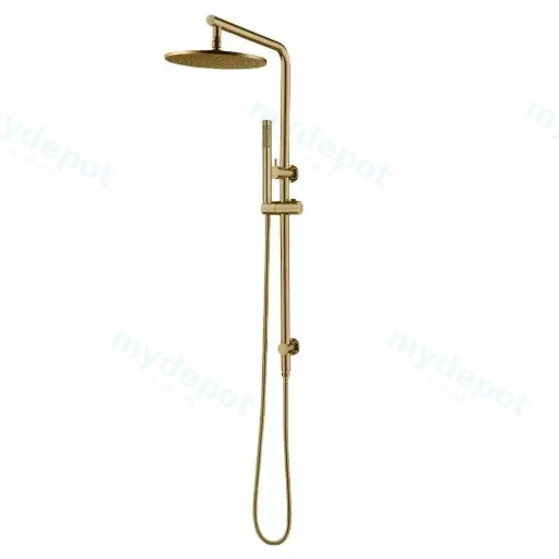 10'' Round Brushed Brass Shower Station Top Water Inlet
