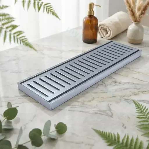 100*100*21mm Muses Brushed Silver Ezy Flow Floor Grate(Maximum 5600mm,80mm Waste)